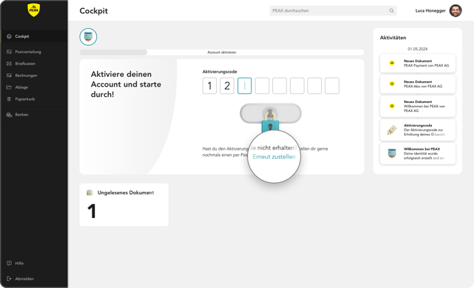 Aktivierungscode erneut senden