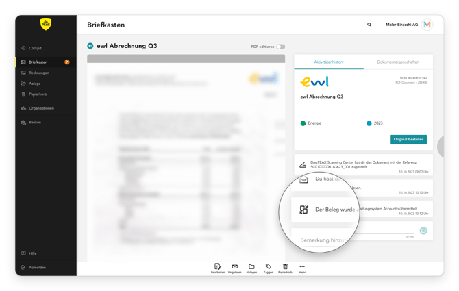 App Integrationen Eintrag History Übermittlung Helpcenter