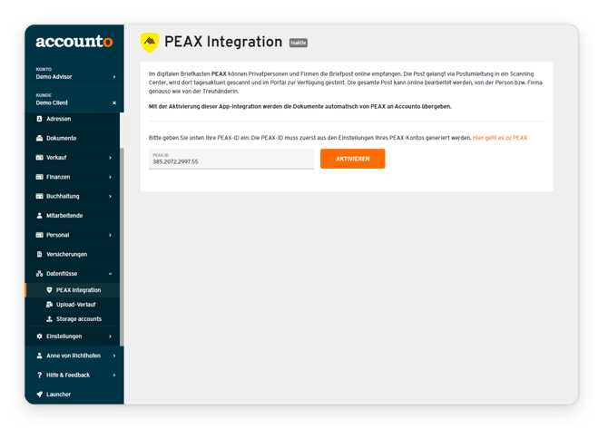 App Integrationen Task Manager Helpcenter accounto activation ui - DE2