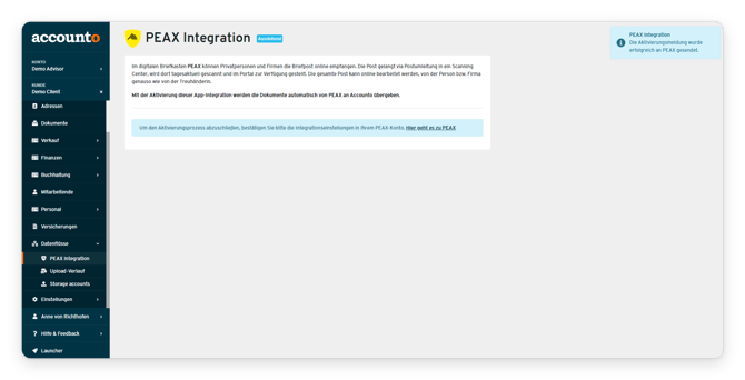 App Integrationen Task Manager Helpcenter accounto activation ui - DE3